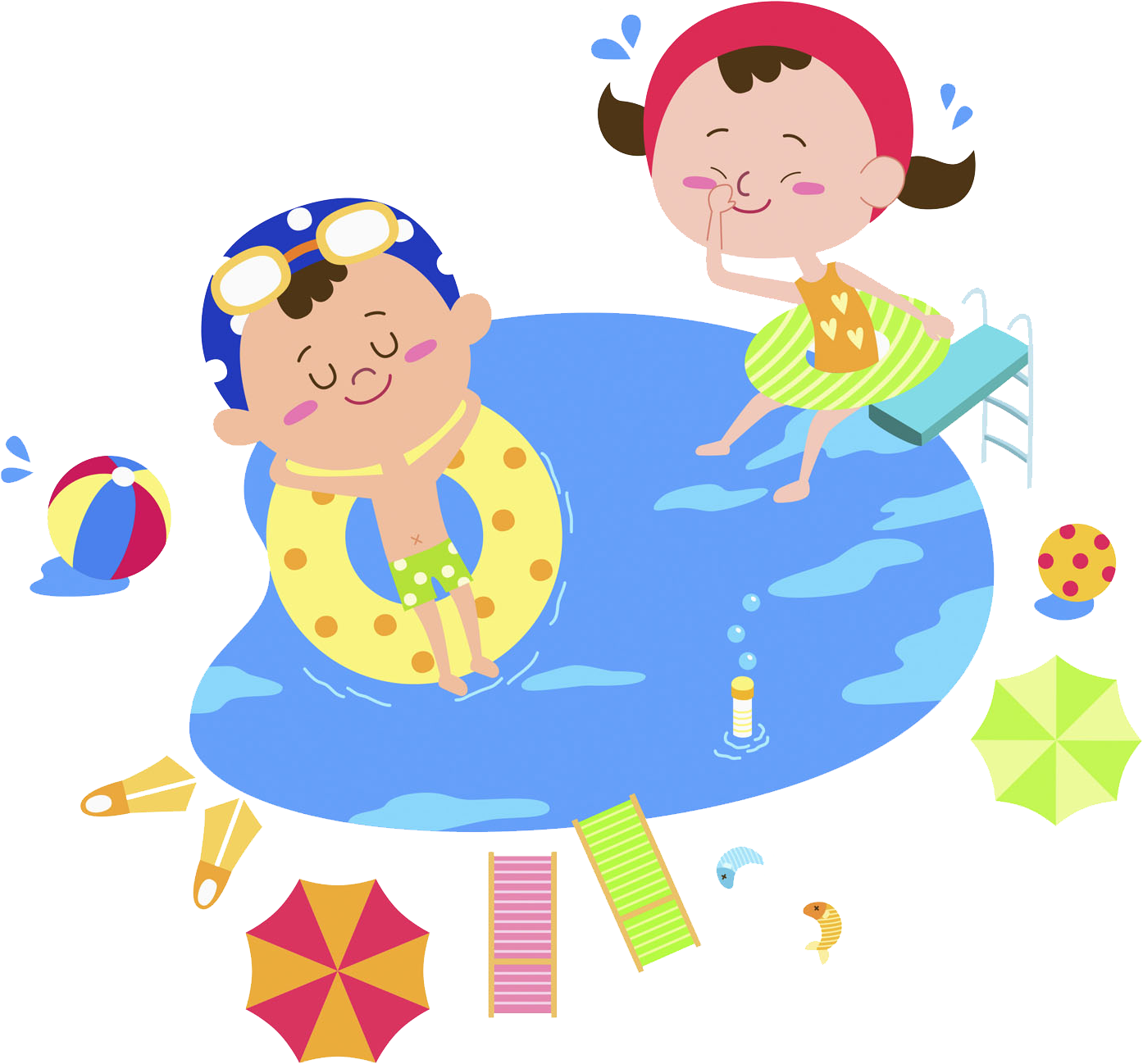 A Cartoon Of Kids In A Pool