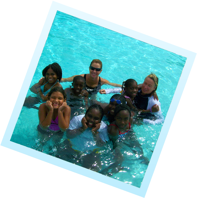 A Group Of People In A Pool