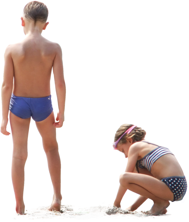 A Boy And Girl In Swimsuits