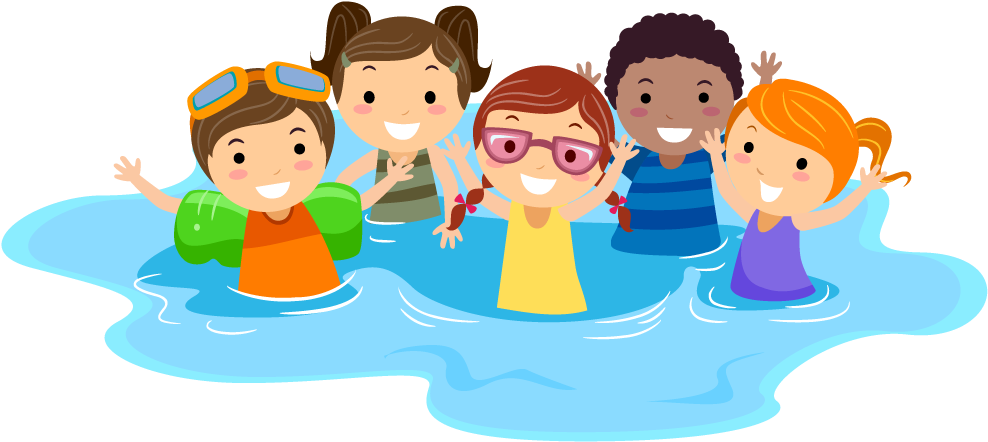 A Group Of Kids In A Pool