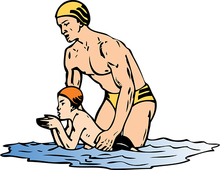 A Man And Child In Water