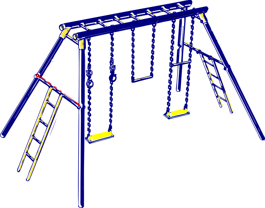 A Blue And Yellow Swing Set