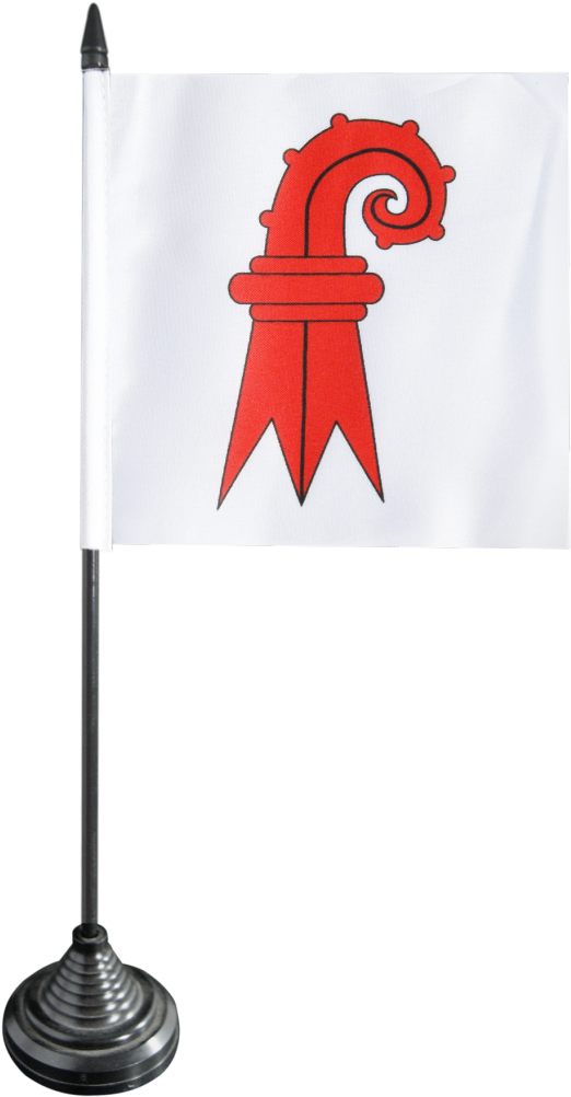 A White Flag With Red And Black Design