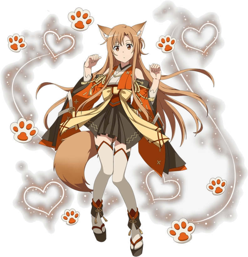 A Cartoon Of A Woman With A Fox Tail And Paw Prints