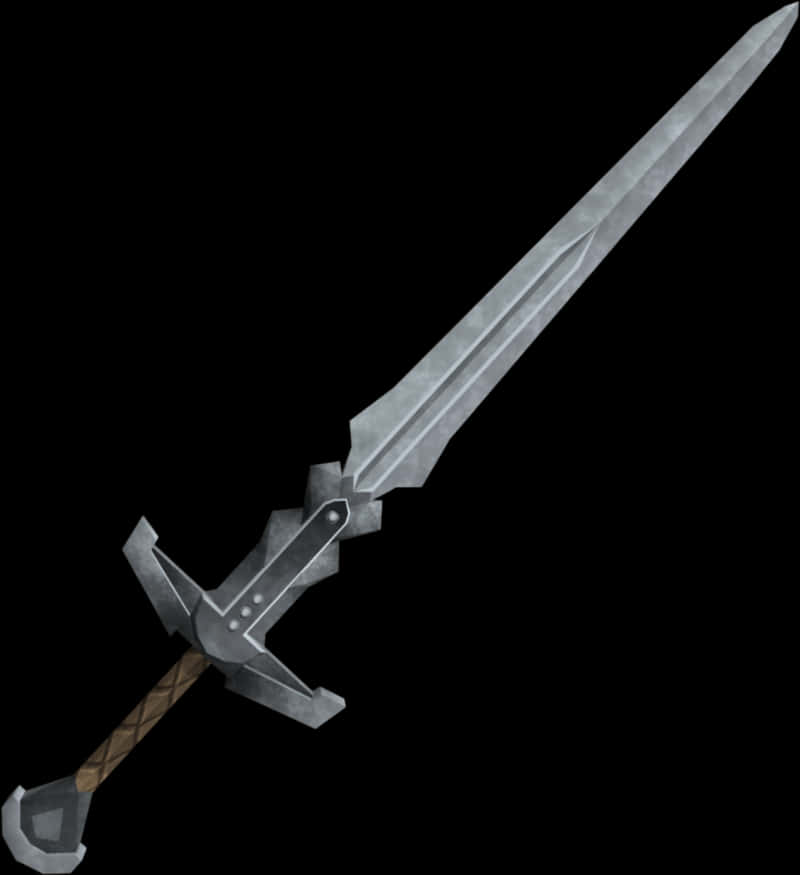 A Silver Sword With A Brown Handle