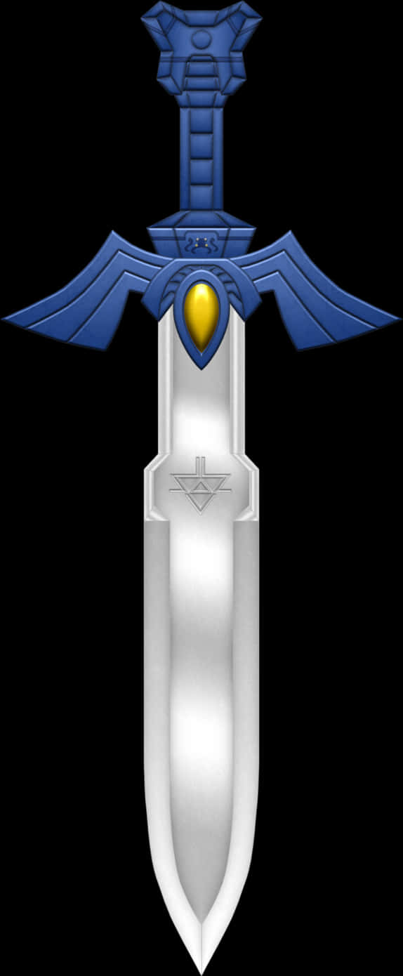 A Sword With Wings And A Blue And Gold Design