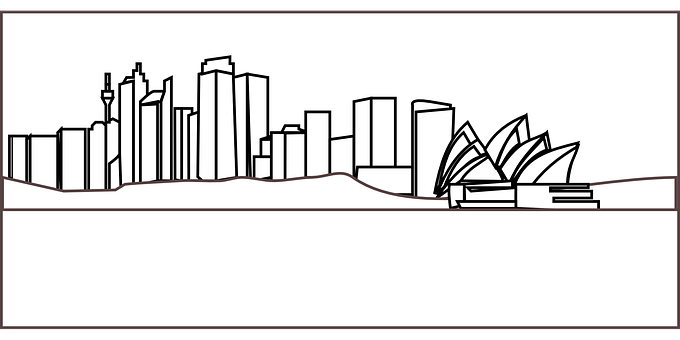 A Line Drawing Of A City