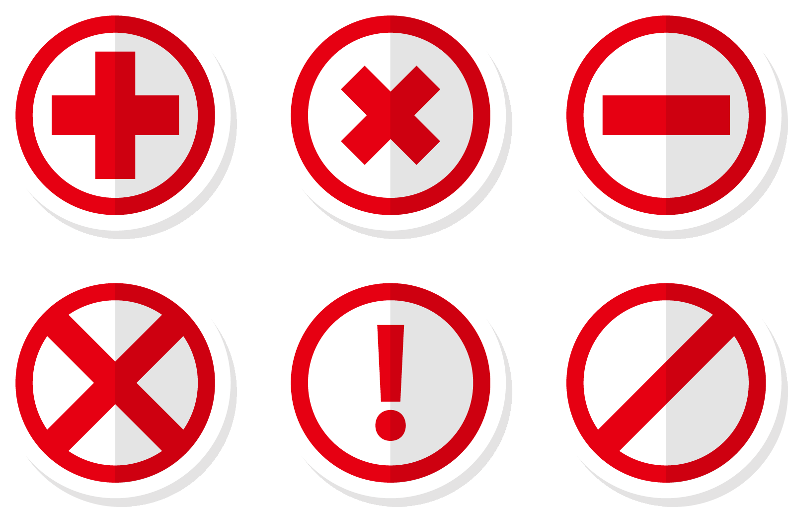 A Set Of Red And White Circle Signs