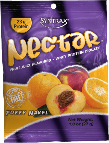 A Purple Package With Yellow Text And Oranges