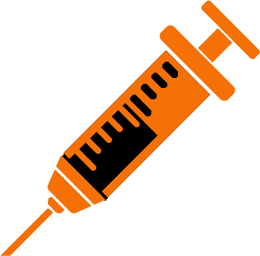 A Orange Syringe With A Needle