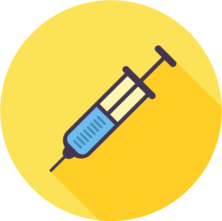 A Yellow Circle With A Syringe