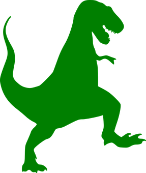 A Green Dinosaur Silhouette On A Black Background