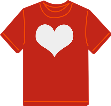 A Red Shirt With A White Heart On It