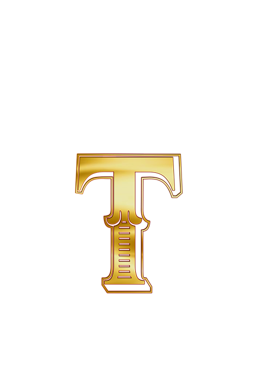 A Gold Letter T On A Black Background