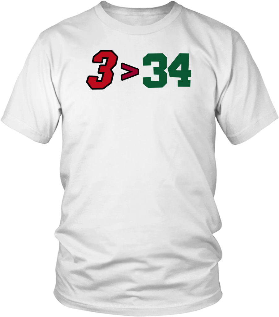 A White Shirt With Red And Green Text