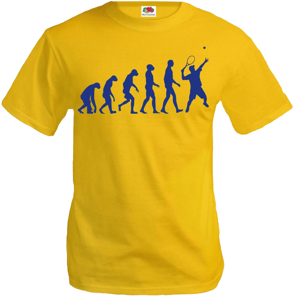 A Yellow Shirt With A Blue Silhouette Of A Man Playing Tennis
