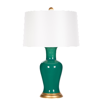 A Green And Gold Table Lamp