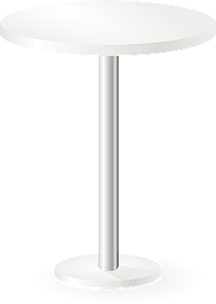 A White Round Table With A Metal Pole