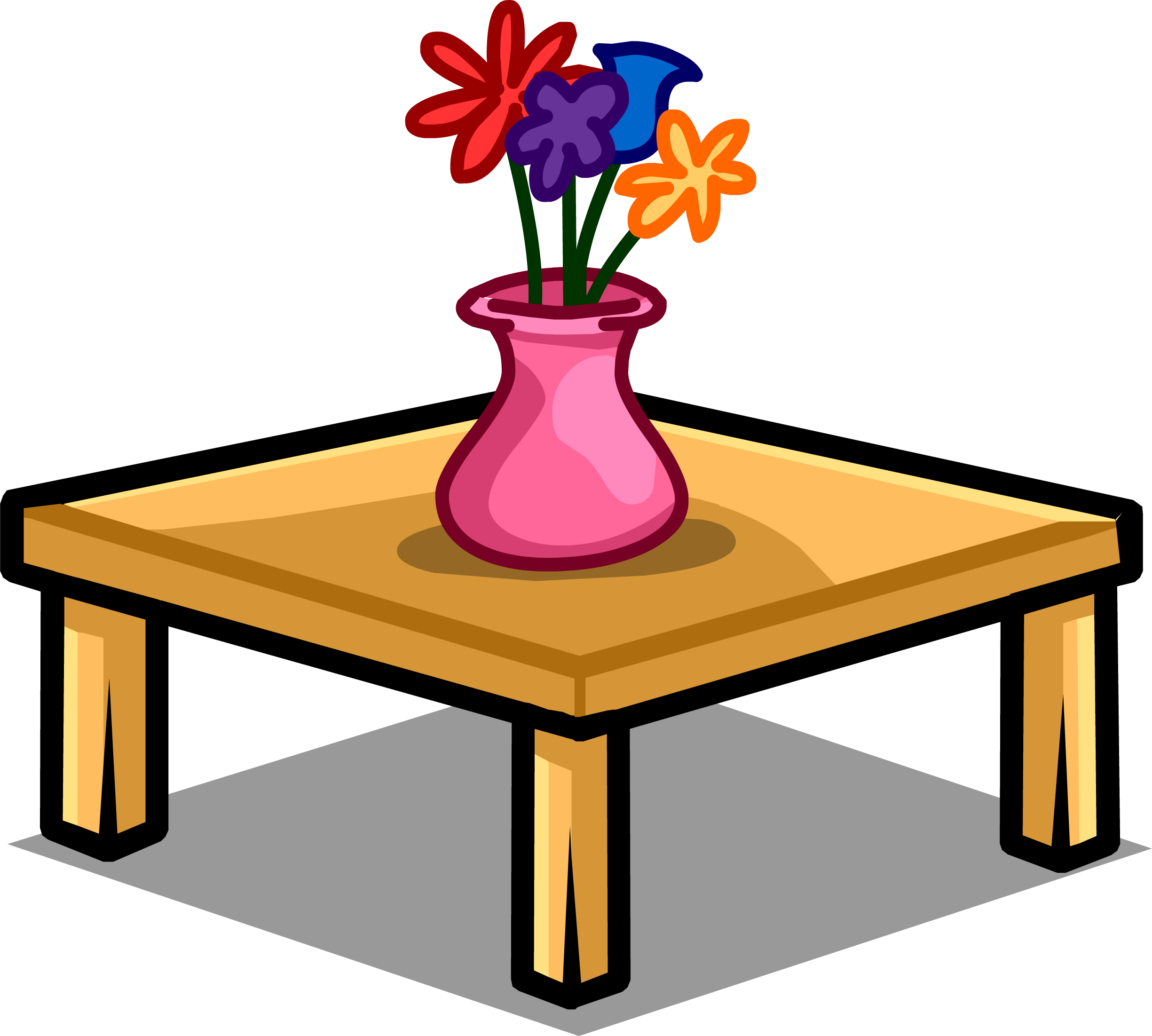 A Cartoon Of Flowers In A Vase On A Table
