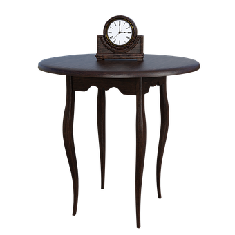 A Round Table With A Clock On It