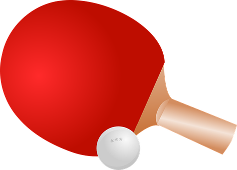 A Red Ping Pong Paddle And A Ball
