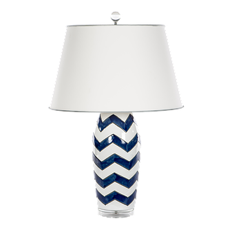 A Blue And White Striped Lamp