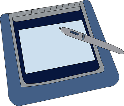 A Drawing Of A Tablet And A Stylus