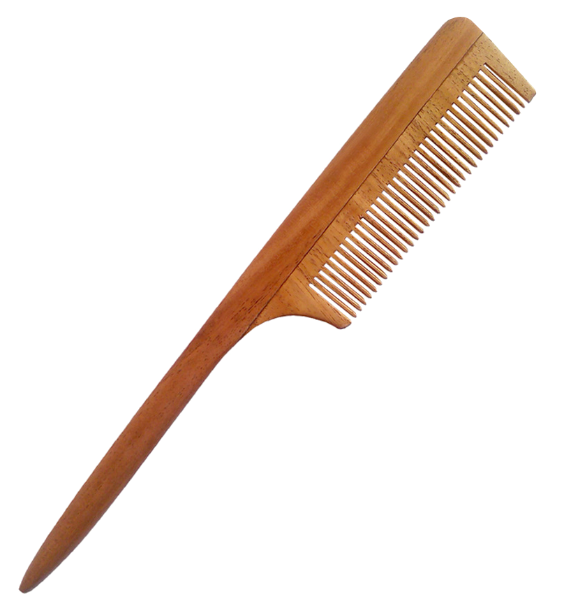A Wooden Comb With A Long Handle