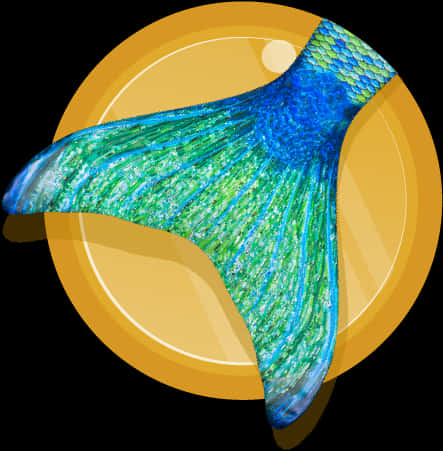 A Blue And Green Mermaid Tail On A Plate