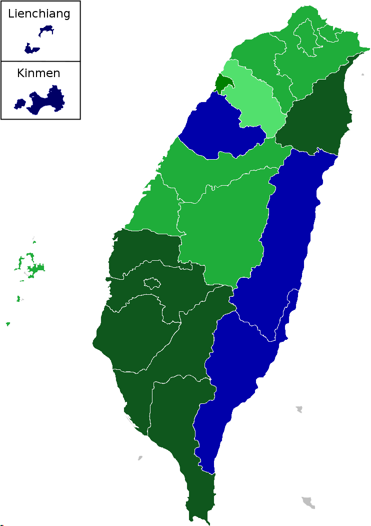 Taiwan Elections 2020 Map - Taiwan Election Results Map, Hd Png Download