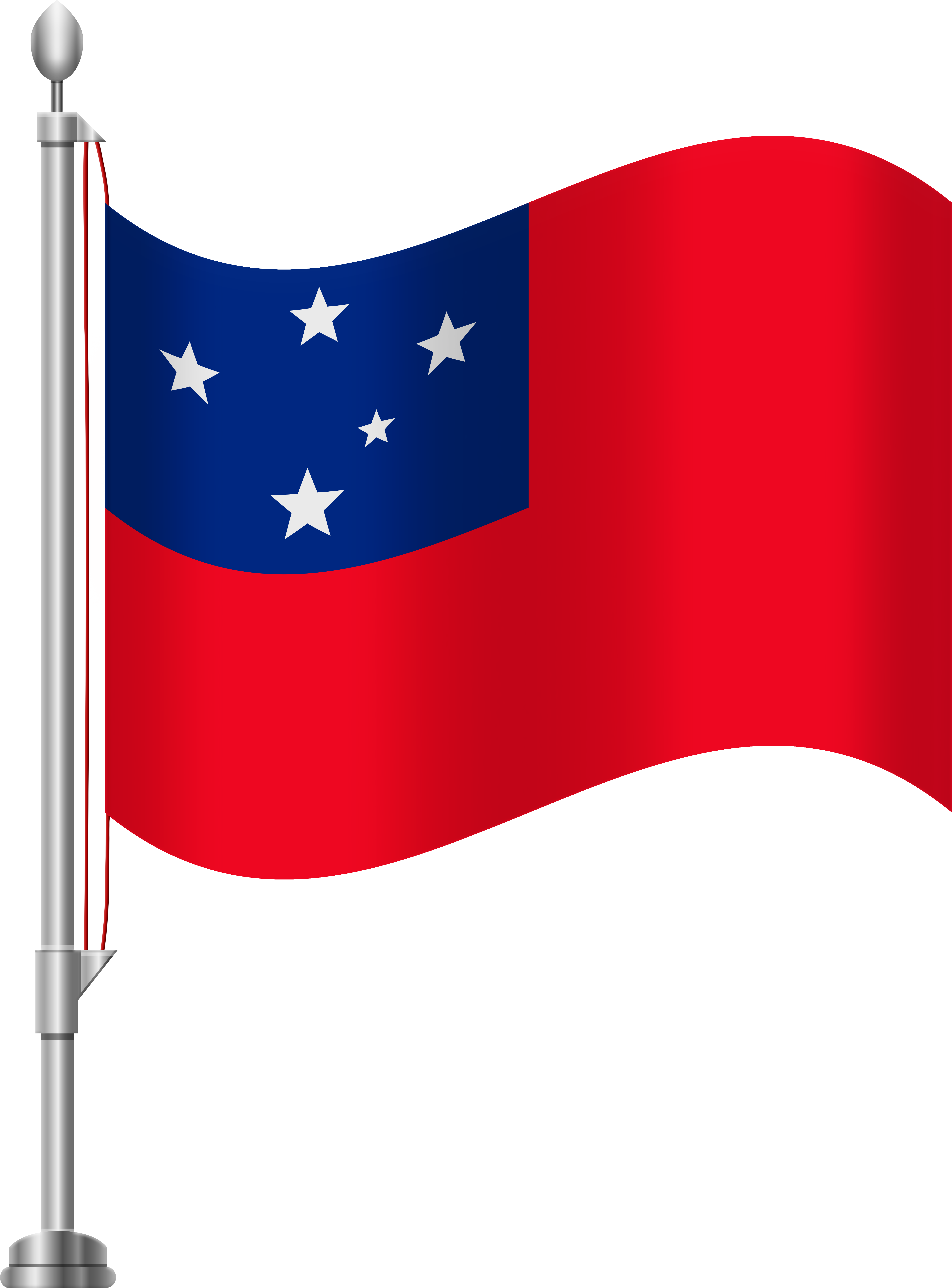 A Red And Blue Flag With White Stars On A Pole