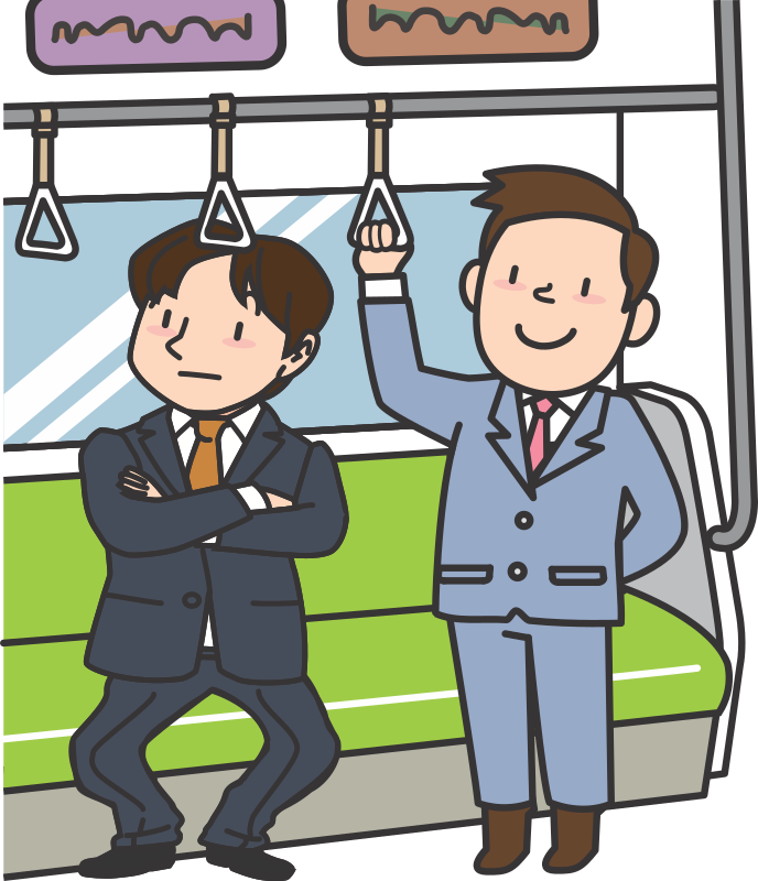 Cartoon Of Men Standing In A Bus Holding Up A Swinger