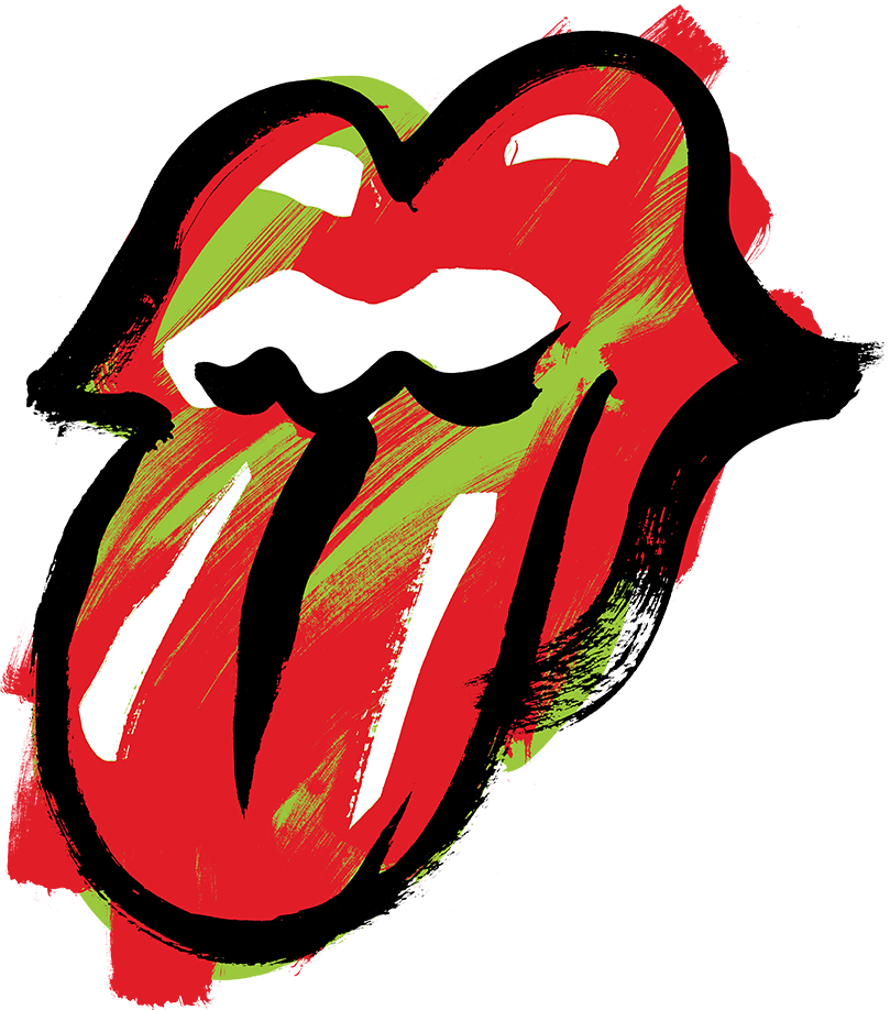 A Red And Green Rolling Stones Tongue Painted On A Black Background