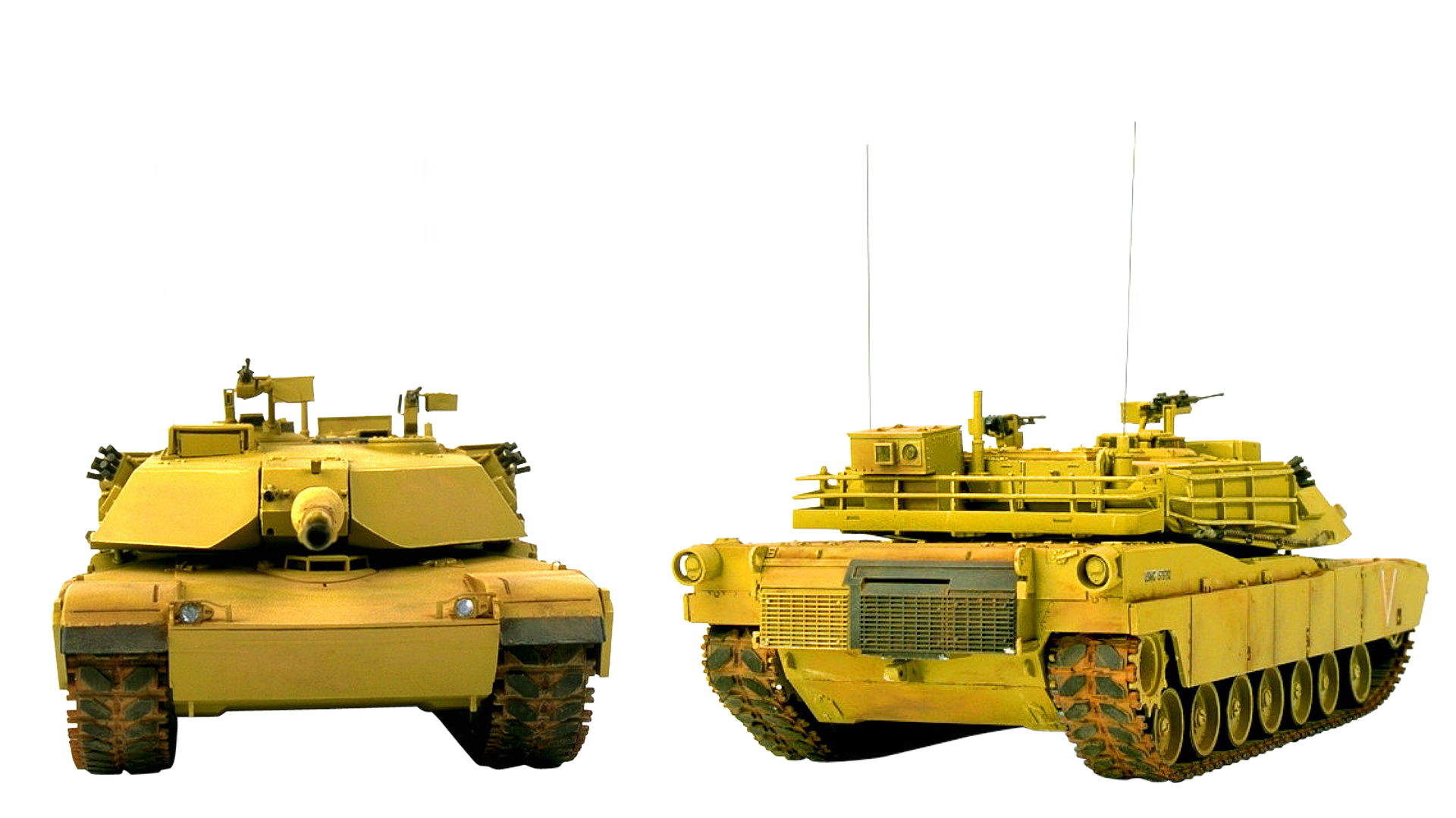 Two Yellow Tanks On A Black Background