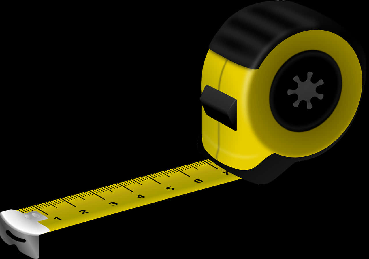 A Yellow Tape Measure On A Black Background