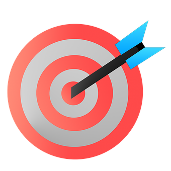 A Red And White Target With Blue Arrows