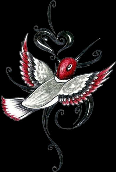 A Bird With Red And White Wings