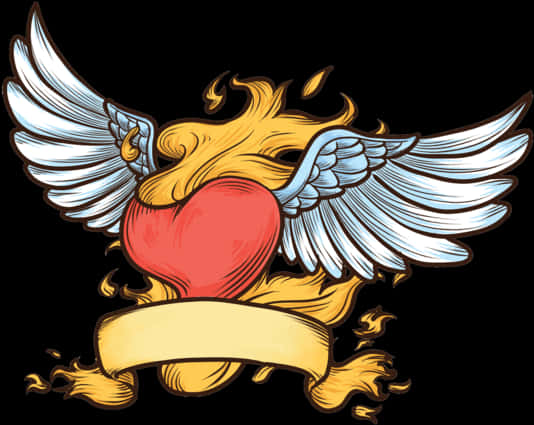 A Heart With Wings And A Banner