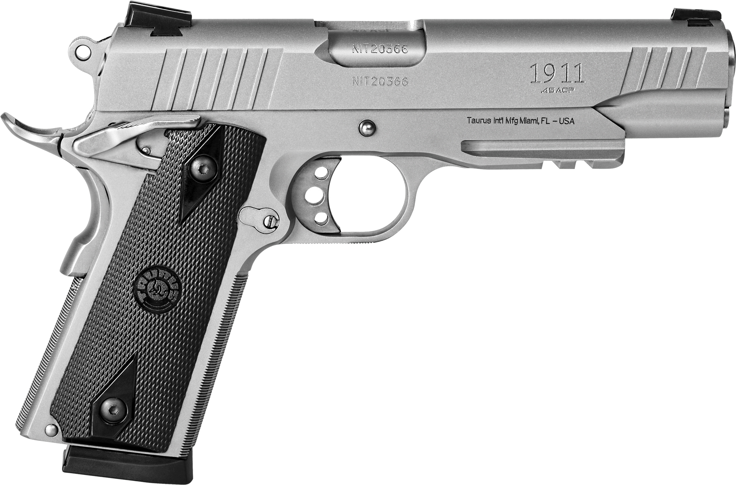 A Silver Handgun With Black Handle