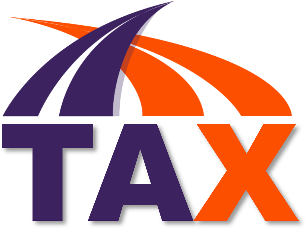 A Logo With A Purple And Orange Text