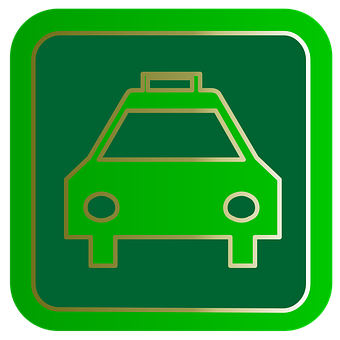 A Green Sign With A Car On It