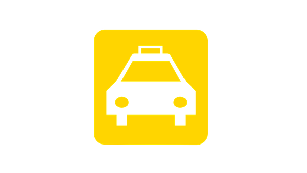 A Yellow Sign With A Black Car On It