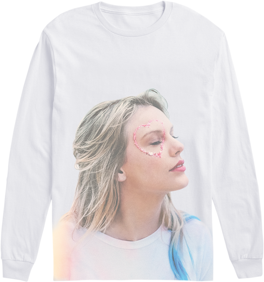 A White Long Sleeved Shirt With A Picture Of A Woman