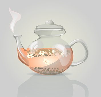 A Glass Teapot With A Flowery Liquid