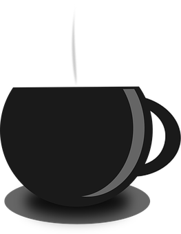 A Black Coffee Cup With A White Smoke Coming Out Of It