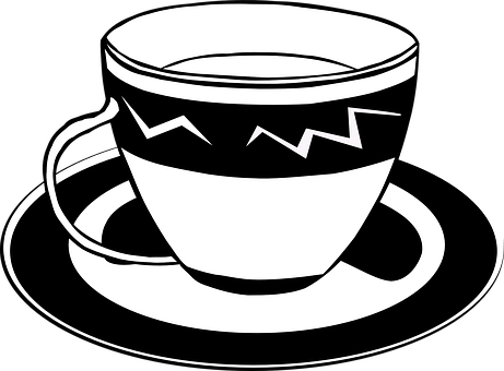 A Black And White Drawing Of A Cup