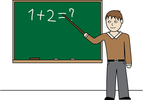 A Man Standing In Front Of A Chalkboard