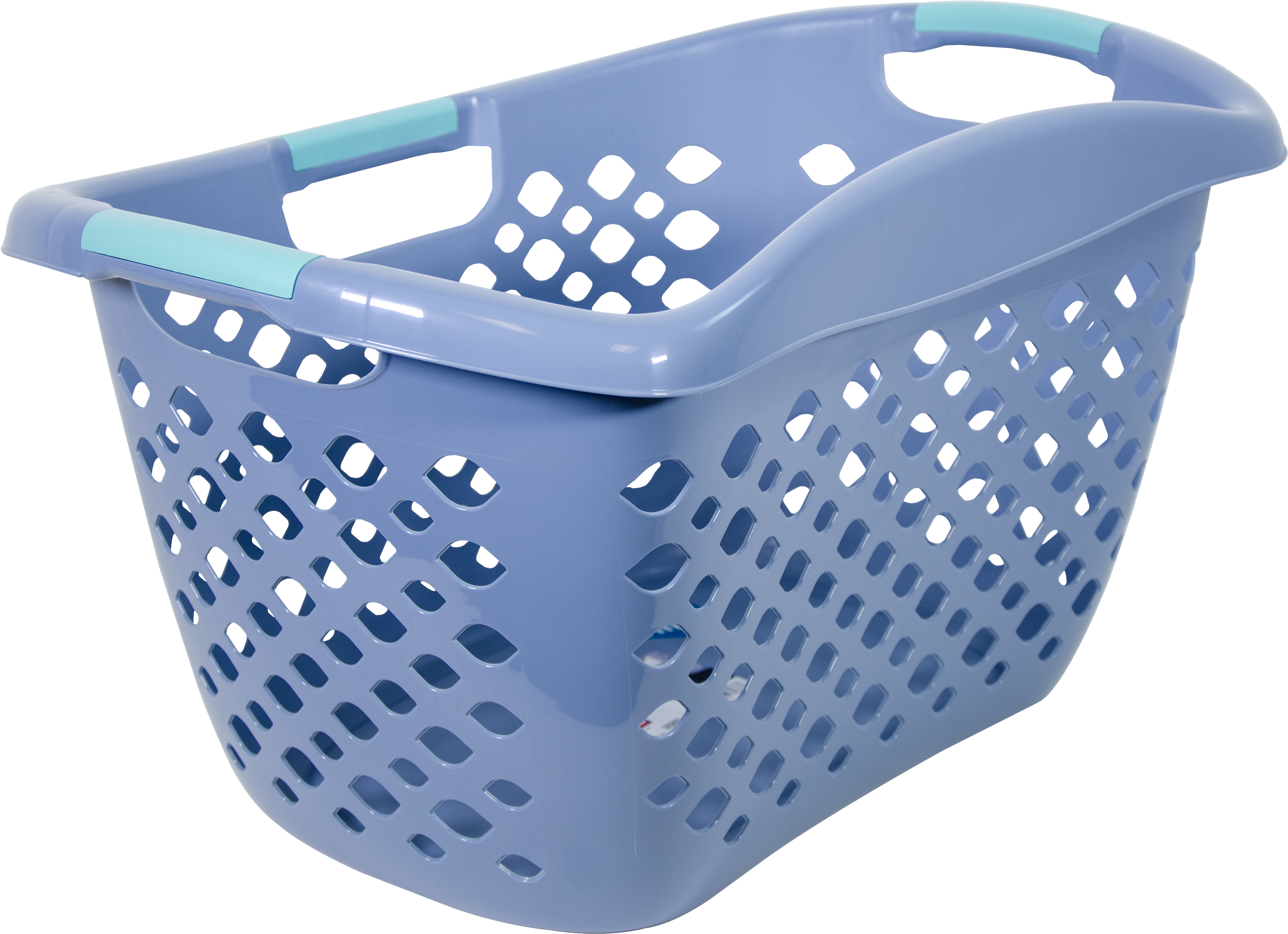 A Blue Plastic Basket With Handles