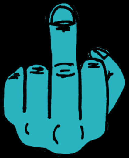 A Blue Hand With Middle Finger Pointing Up