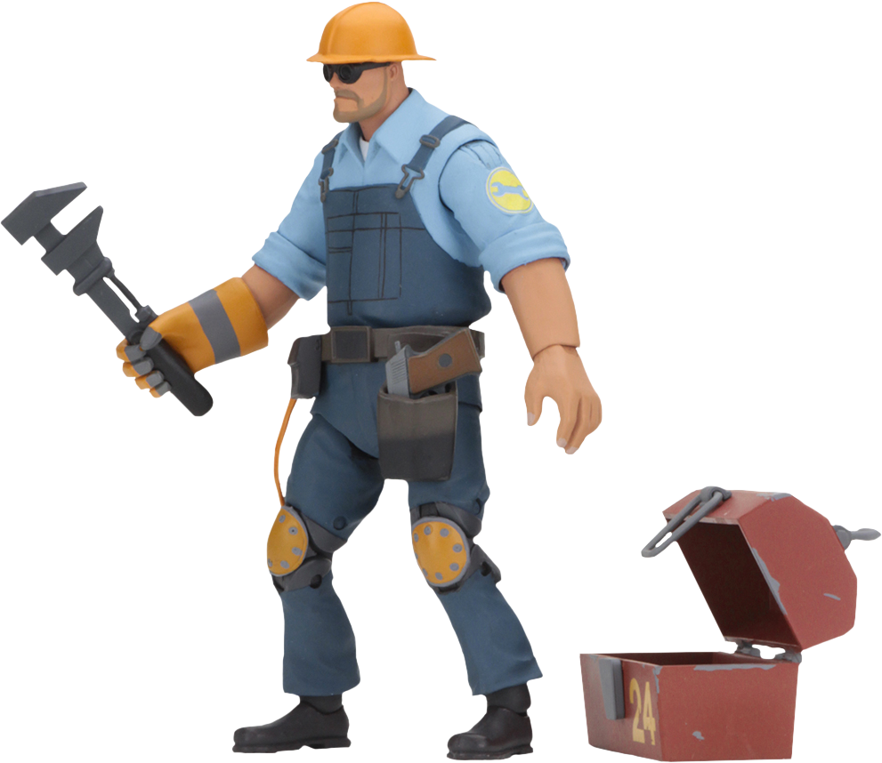 A Toy Figure Of A Man With A Toolbox
